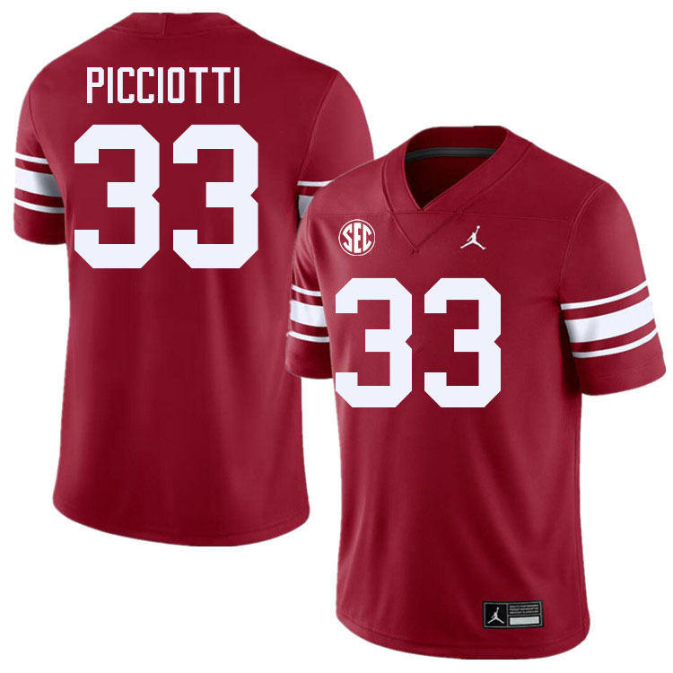 Men #33 Phil Picciotti Oklahoma Sooners 2024 SEC Conference College Football Jerseys-Throwback